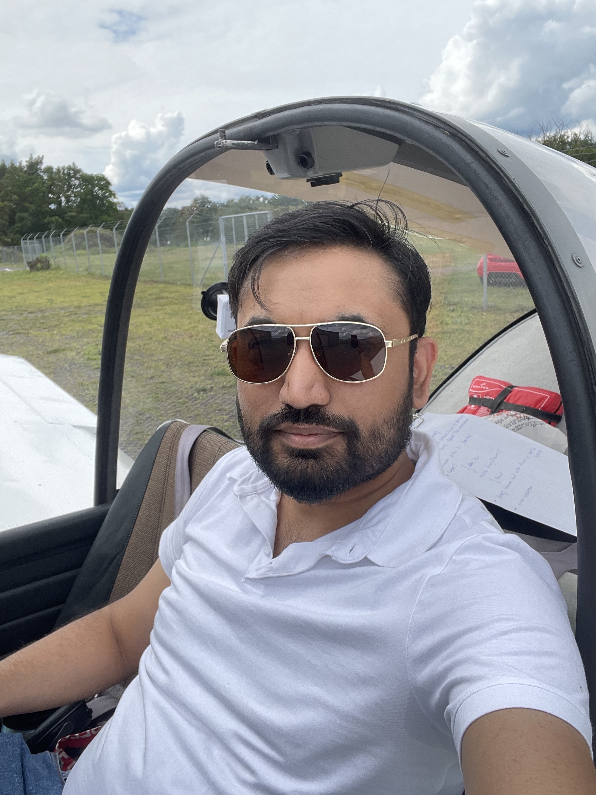 Asad in the cockpit at EDAZ